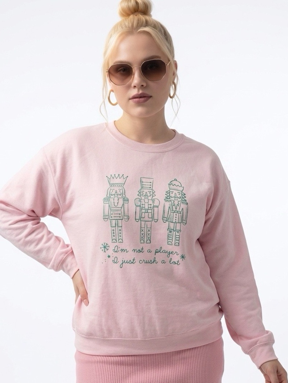 Women's Pink Nutcracker Graphic Crewneck Sweatshirt